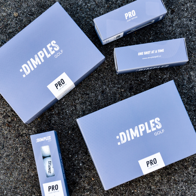 Product Photography of Dimples Pro Just White Golf Balls